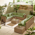 Orlando Beige Rattan & Green 10 Seat Modular Garden Sofa