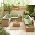 Orlando Beige Rattan & Green 10 Seat Modular Garden Sofa