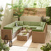 Orlando Beige Rattan & Green 10 Seat Modular Garden Sofa