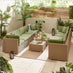 Orlando Beige Rattan & Green 10 Seat Modular Garden Sofa