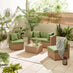 Orlando Beige Rattan & Green 4 Seat Modular Garden Sofa