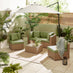 Orlando Beige Rattan & Green 4 Seat Modular Garden Sofa