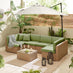 Orlando Beige Rattan & Green 6 Seat Modular Garden Sofa