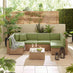 Orlando Beige Rattan & Green 6 Seat Modular Garden Sofa
