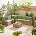 Orlando Beige Rattan & Green 6 Seat Modular Garden Sofa
