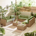 Orlando Beige Rattan & Green 8 Seat Modular Garden Sofa