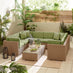 Orlando Beige Rattan & Green 8 Seat Modular Garden Sofa