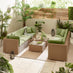 Orlando Beige Rattan & Green 8 Seat Modular Garden Sofa