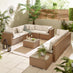 Orlando Beige Rattan & Cream 10 Seat Modular Garden Sofa