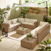 Orlando Beige Rattan & Cream 10 Seat Modular Garden Sofa