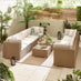 Orlando Beige Rattan & Cream 10 Seat Modular Garden Sofa