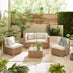 Orlando Beige Rattan & Cream 4 Seat Modular Garden Sofa