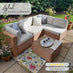 Orlando Beige Rattan & Cream 4 Seat Modular Garden Sofa