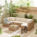 Orlando Beige Rattan & Cream 6 Seat Modular Garden Sofa