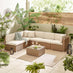 Orlando Beige Rattan & Cream 6 Seat Modular Garden Sofa