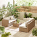 Orlando Beige Rattan & Cream 6 Seat Modular Garden Sofa