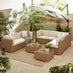 Orlando Beige Rattan & Cream 8 Seat Modular Garden Sofa