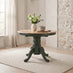 Padstow Round Whitewashed & Green Solid Wood Extending 4-6 Seater Dining Table