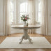Padstow Round Whitewashed and Light Grey Solid Wood Extending 4-6 Seater Dining Table