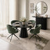 Palma Round Black Semi Gloss Dining Table 4 Green Anika Swivel Chairs