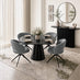Palma Round Black Semi Gloss Dining Table 4 Grey Anika Swivel Chairs