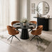 Palma Round Black Semi Gloss Dining Table 4 Terracotta Anika Swivel Chairs