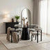 Palma Round Black Semi Gloss Dining Table 4 Grey Isola Chairs