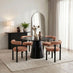 Palma Round Black Semi Gloss Dining Table 4 Terracotta Isola Chairs