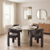 Palma Round Cream Marble Effect Dining Table & 4 Brown Roxy Chairs