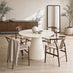 Palma Round Cream Marble Effect Dining Table & 4 Caia Chairs
