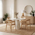 Palma Round Cream Marble Effect Dining Table & 4 Oak Effect Lyra Chairs