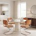 Palma Round Cream Marble Effect Dining Table & 4 Tan Remy Chairs