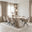 Palma Oval Cream Marble Effect Dining Table & 8 Layla Swivel Chairs