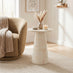 Palma Round Cream Marble Effect Side Table