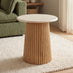 Penlee Round Travertine Stone & Oak Effect Side Table