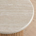 Penlee Round Travertine Stone & Oak Effect Side Table