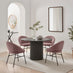 Penrose Round Black Wood Dining Table 4 Dusky Pink Nella Chairs