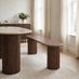 Penrose Oval Walnut & Marble Effect Dining Table & 2 Benches