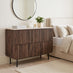 Penrose 4 Drawer Walnut Wood & Marble Effect Wide Chest of Drawers