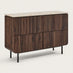 Penrose 4 Drawer Walnut Wood & Marble Effect Wide Chest of Drawers