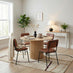 Penrose Oak Round Dining Table & 4 Tan Delta Chairs
