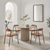 Penrose Round Oak Effect Wood Dining Table 4 Terracotta Rhea Chairs