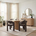Penrose Oak Effect Round Dining Table & 4 Brown Roxy Chairs