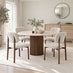 Penrose Walnut & Marble Effect Round Dining Table & 4 Beige Mirelle Chairs