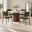 Penrose Walnut & Marble Effect Round Dining Table & 4 Green Mirelle Chairs