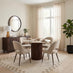 Penrose Walnut & Marble Effect Round Dining Table & 4 Beige Peri Chairs
