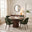 Penrose Walnut & Marble Effect Round Dining Table & 4 Green Peri Chairs