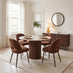 Penrose Walnut & Marble Effect Round Dining Table & 4 Orange Peri Chairs
