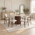 Penrose Walnut & Marble Effect Round Dining Table & 6 Beige Mirelle Chairs