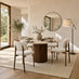 Penrose Round Cream Marble Effect Dining Table 4 Light Grey Mirelle Chairs